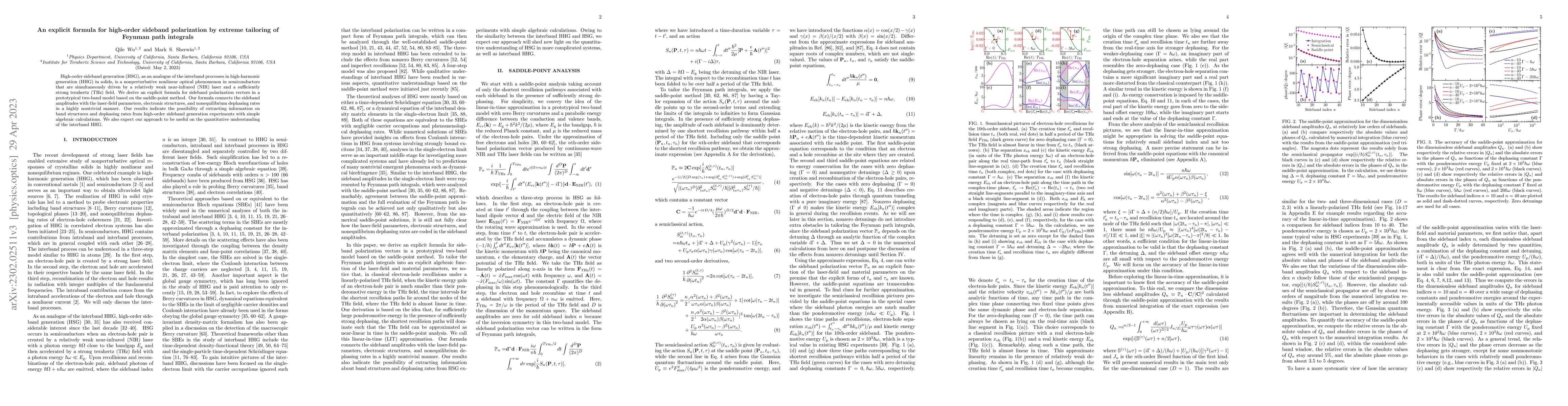 Thumbnail for An explicit formula for high-order sideband polarization by extreme
  tailoring of Feynman path integrals