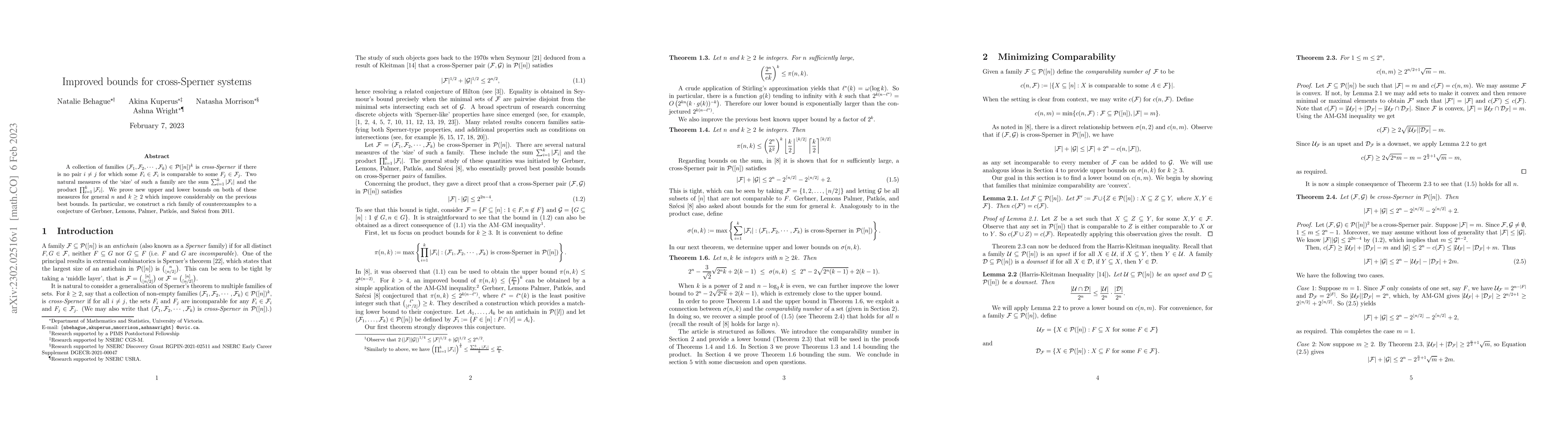 Thumbnail for Improved bounds for cross-Sperner systems