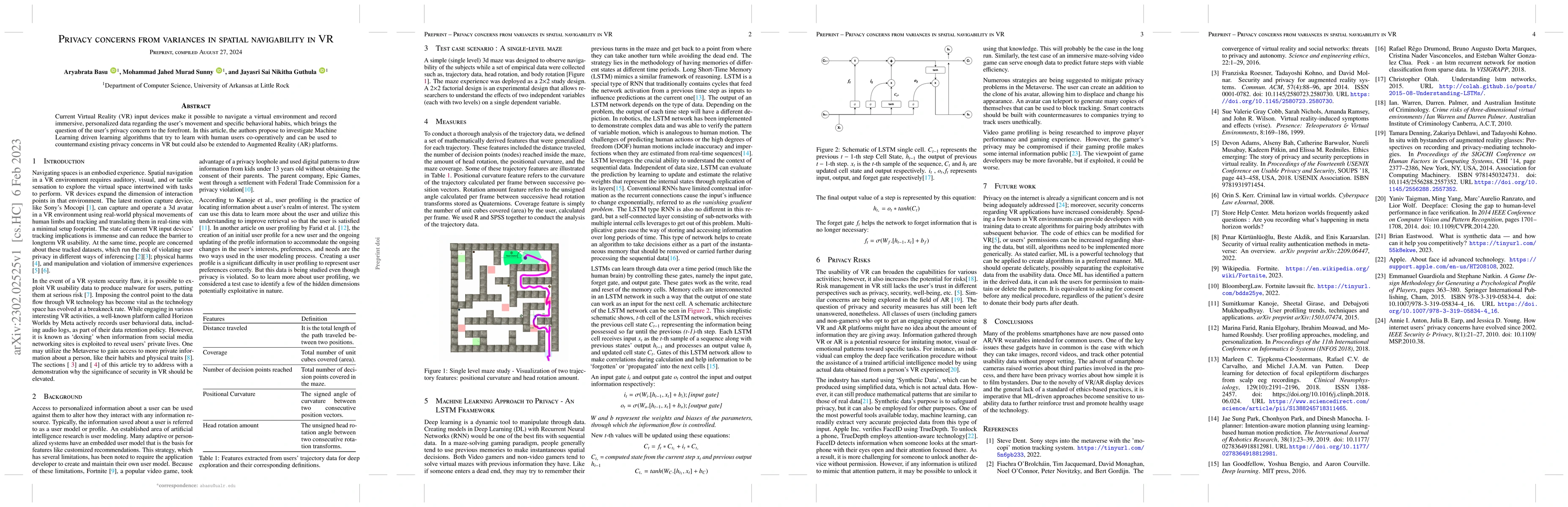 Thumbnail for Privacy concerns from variances in spatial navigability in VR