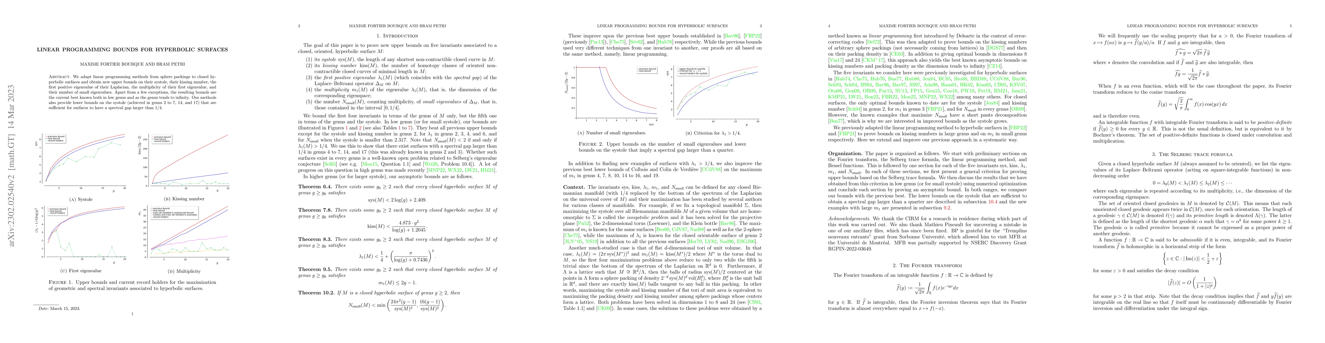 Thumbnail for Linear programming bounds for hyperbolic surfaces