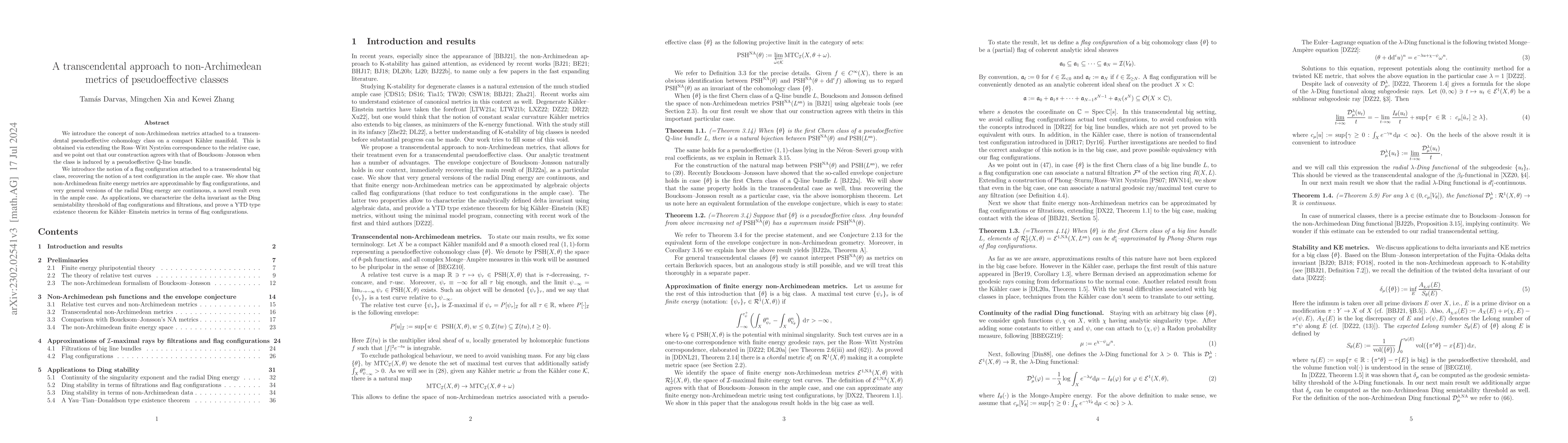 Thumbnail for A transcendental approach to non-Archimedean metrics of pseudoeffective
  classes