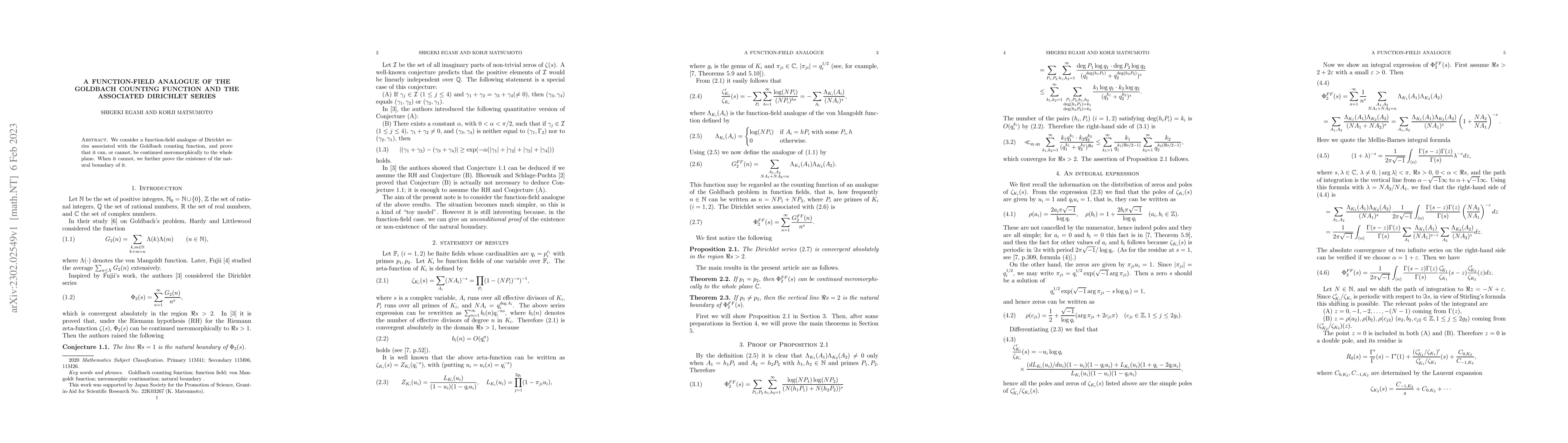 Thumbnail for A function-field analogue of the Goldbach counting function and the
  associated Dirichlet series