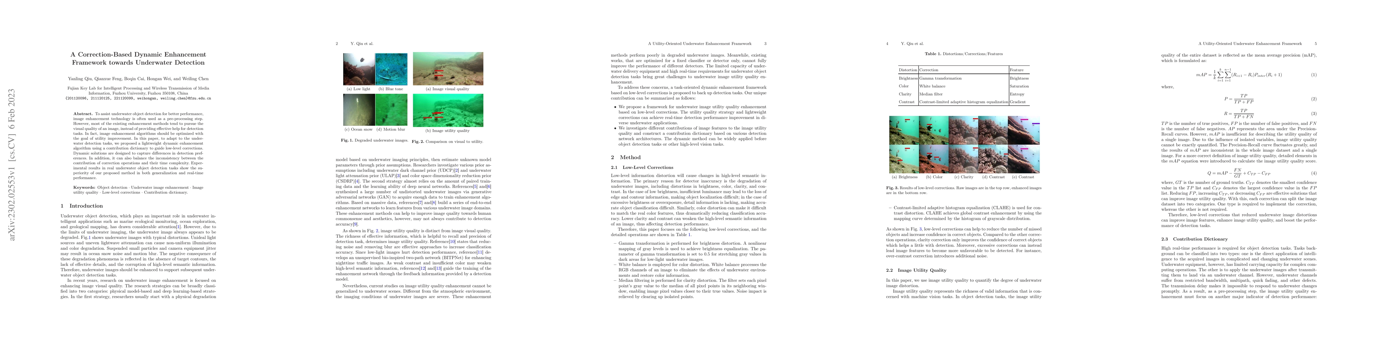 Thumbnail for A Correction-Based Dynamic Enhancement Framework towards Underwater
  Detection