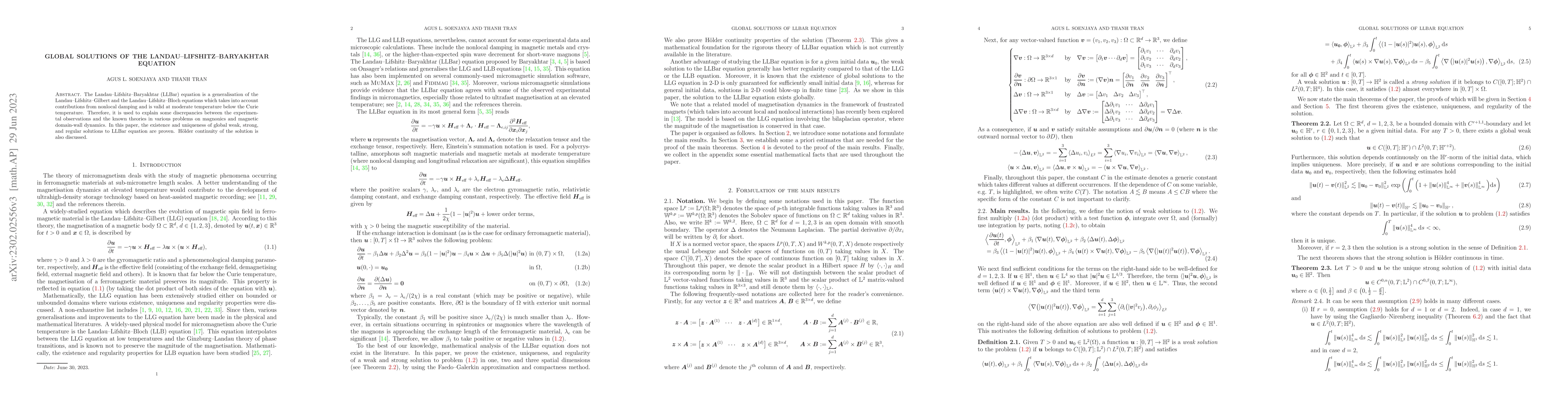 Thumbnail for Global solutions of the Landau--Lifshitz--Baryakhtar equation