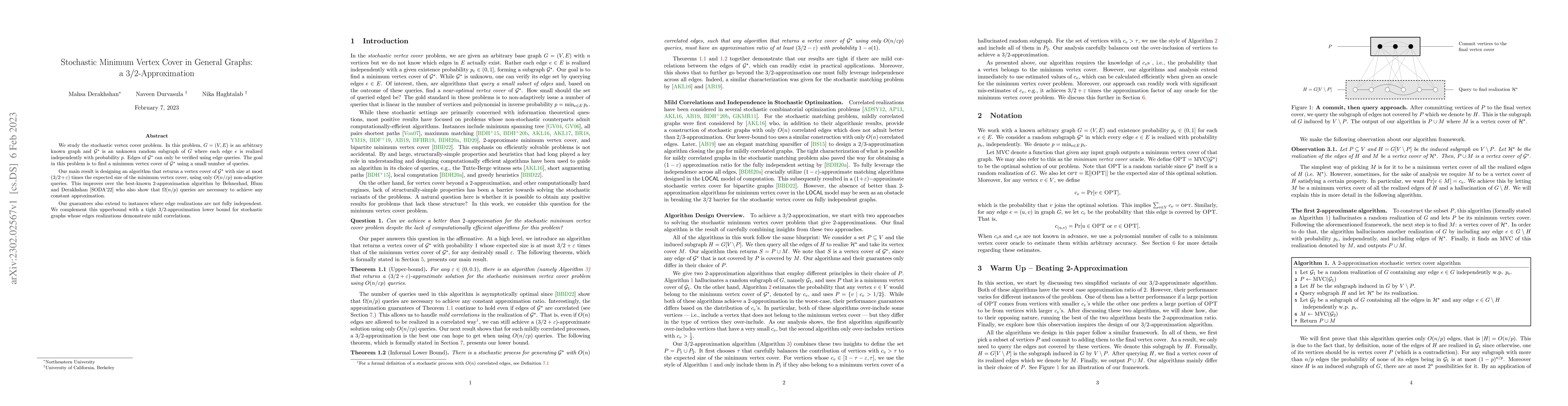 Thumbnail for Stochastic Minimum Vertex Cover in General Graphs: a $3/2$-Approximation