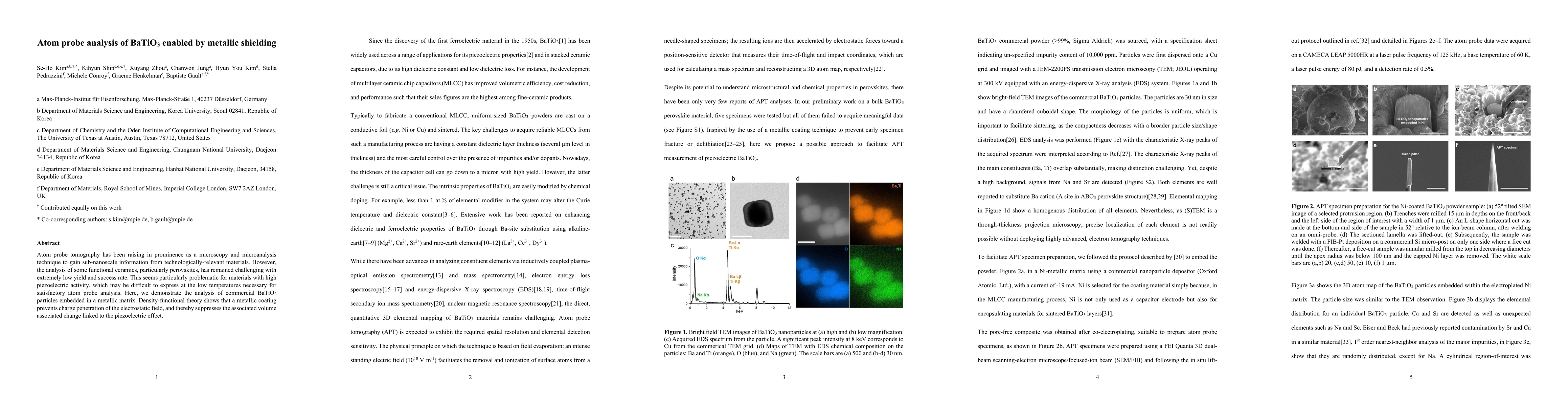 Thumbnail for Atom probe analysis of BaTiO3 enabled by metallic shielding