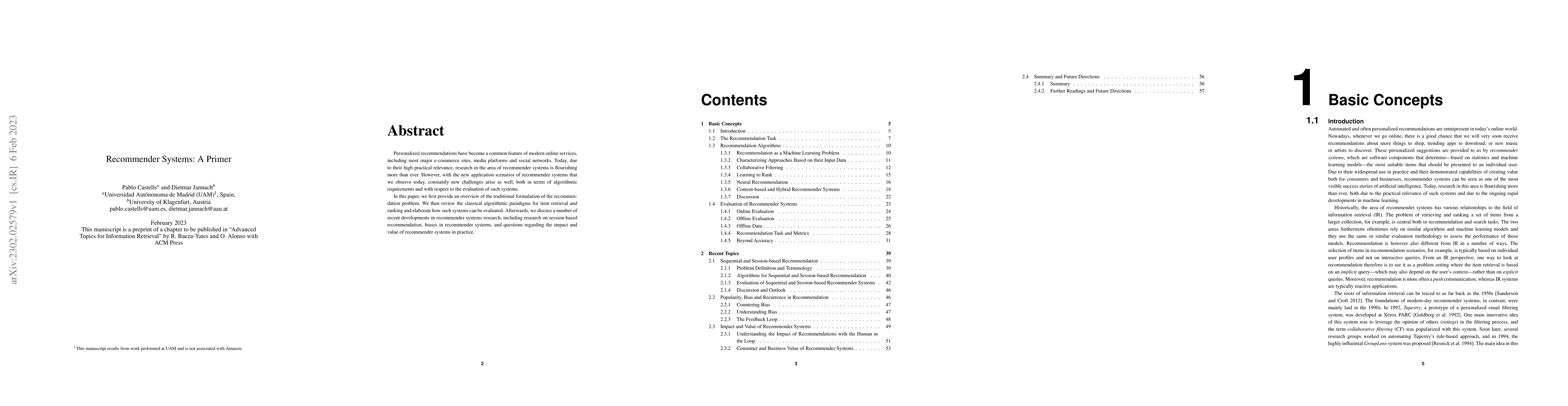 Thumbnail for Recommender Systems: A Primer