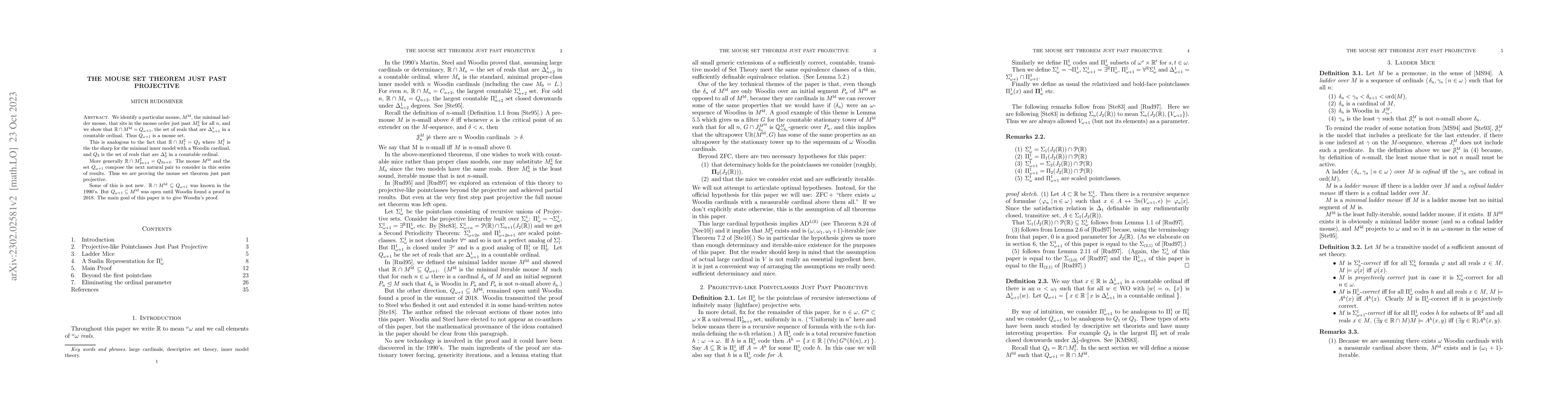 Thumbnail for The Mouse Set Theorem Just Past Projective