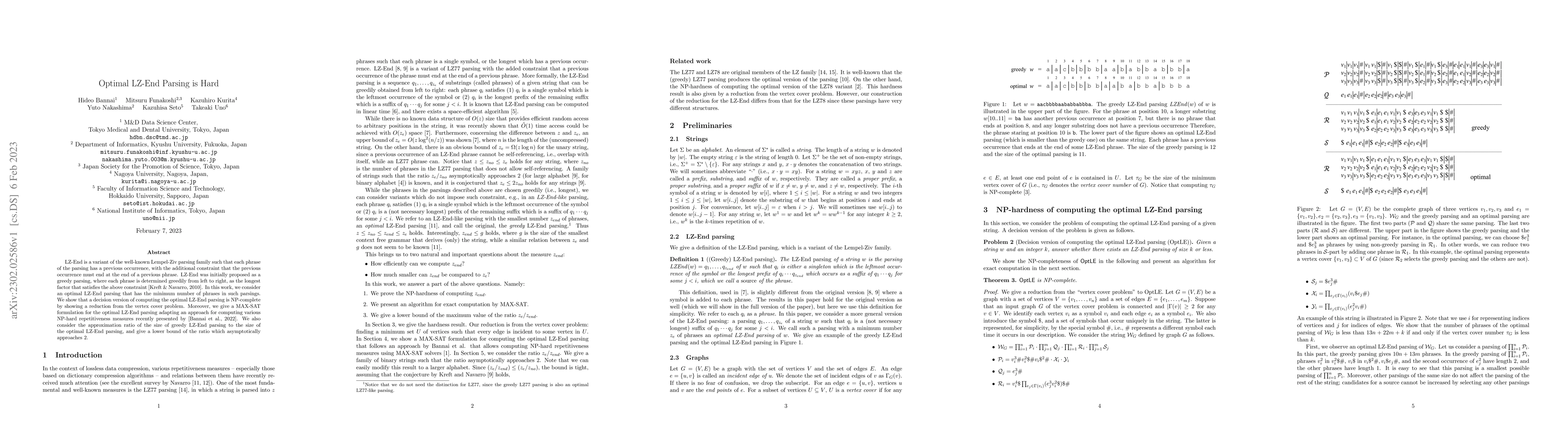 Thumbnail for Optimal LZ-End Parsing is Hard