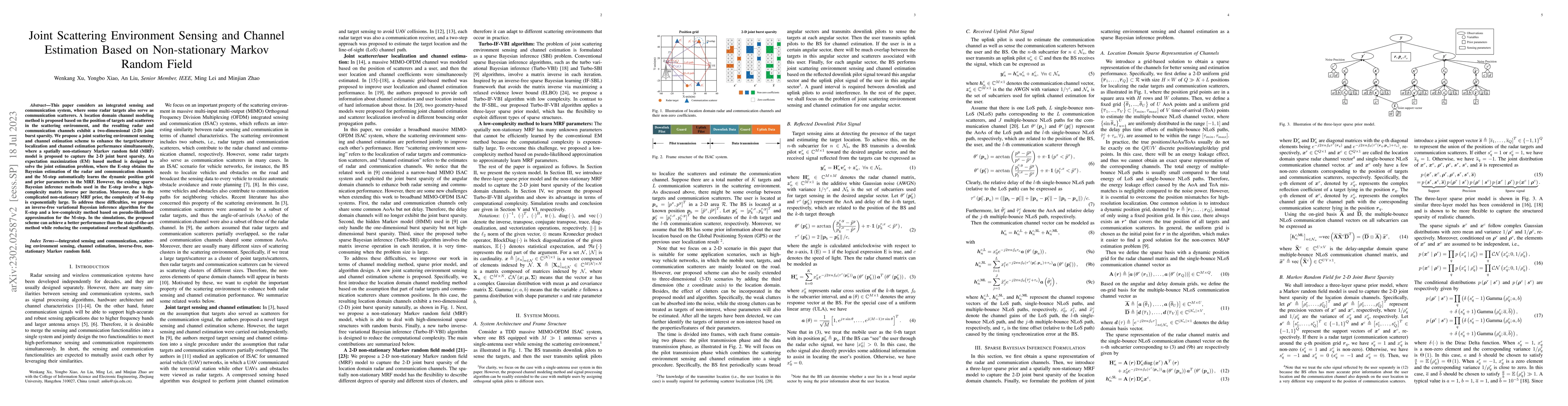 Thumbnail for Joint Scattering Environment Sensing and Channel Estimation Based on
  Non-stationary Markov Random Field