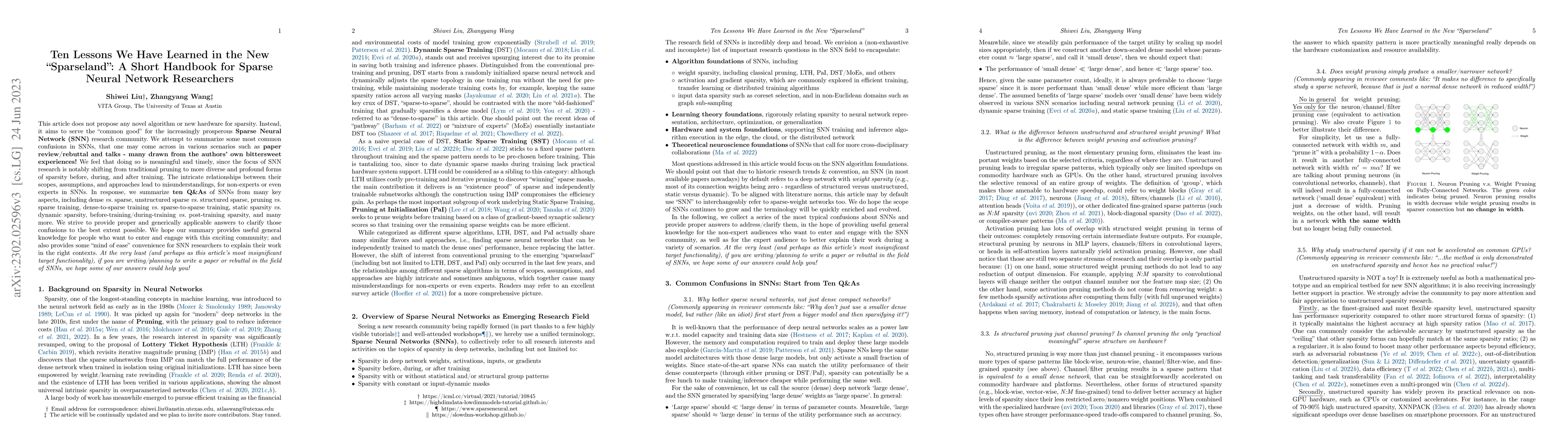 Thumbnail for Ten Lessons We Have Learned in the New "Sparseland": A Short Handbook
  for Sparse Neural Network Researchers