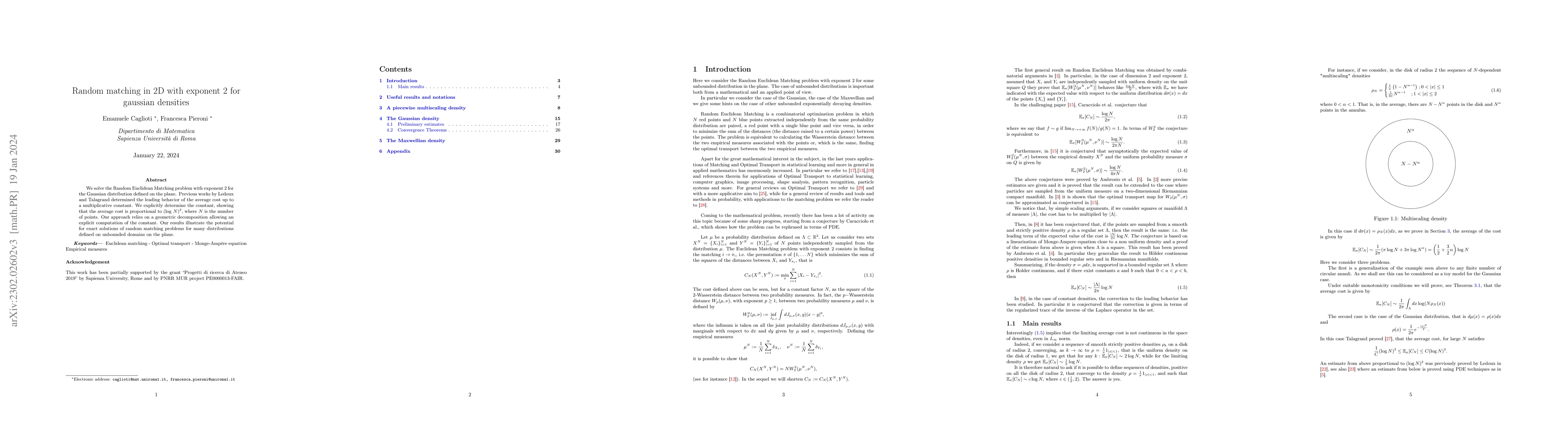 Thumbnail for Random matching in 2D with exponent 2 for gaussian densities