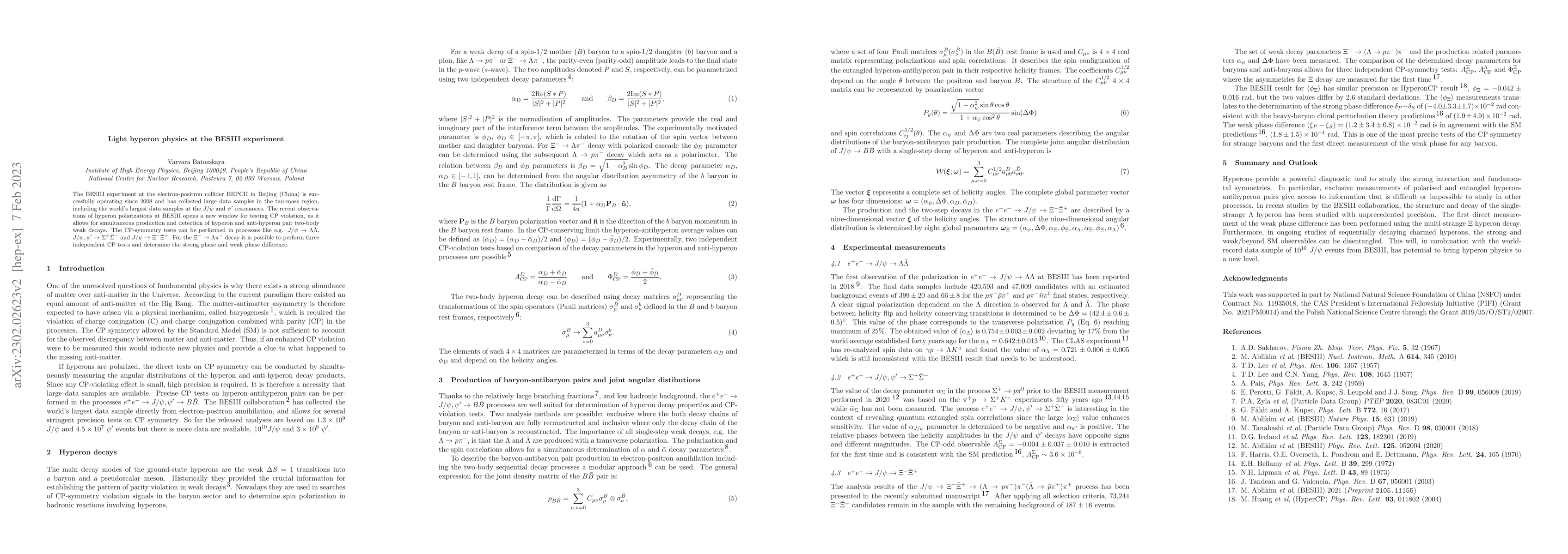 Thumbnail for Light hyperon physics at the BESIII experiment