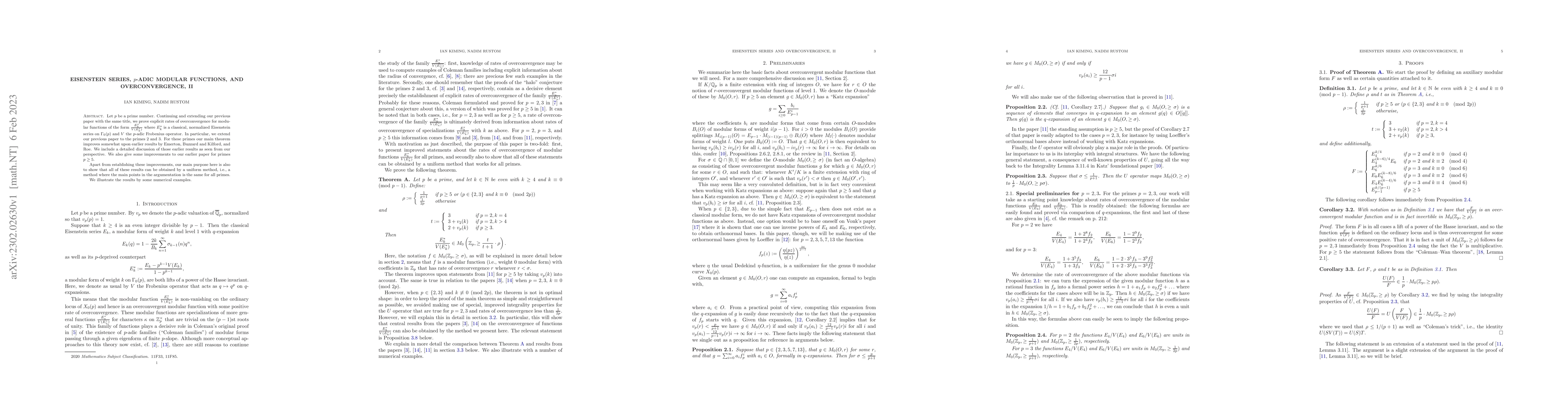 Thumbnail for Eisenstein series, $p$-adic modular functions, and overconvergence, II
