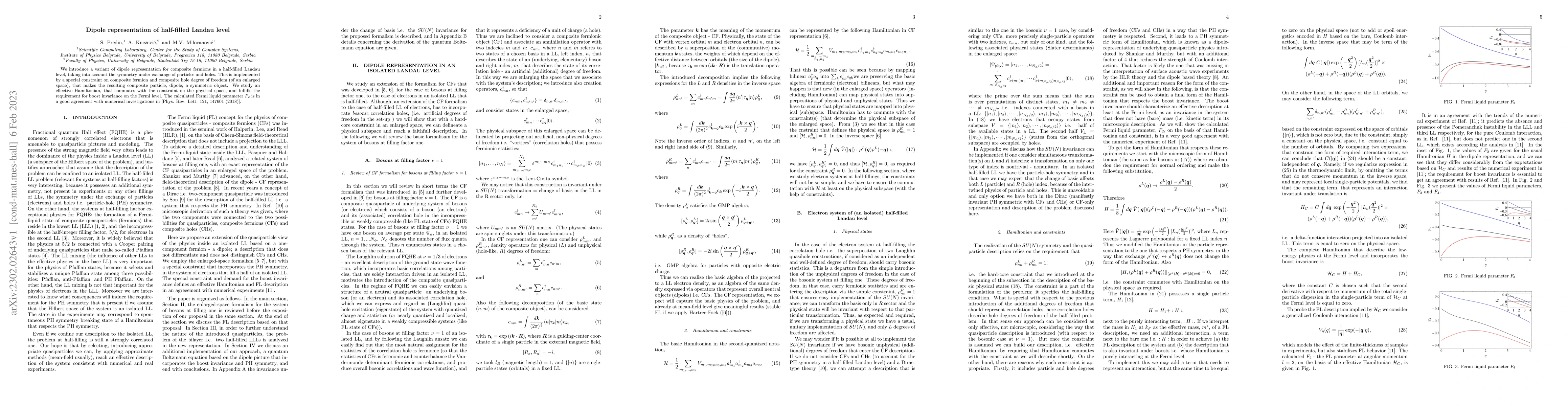 Thumbnail for Dipole representation of half-filled Landau level