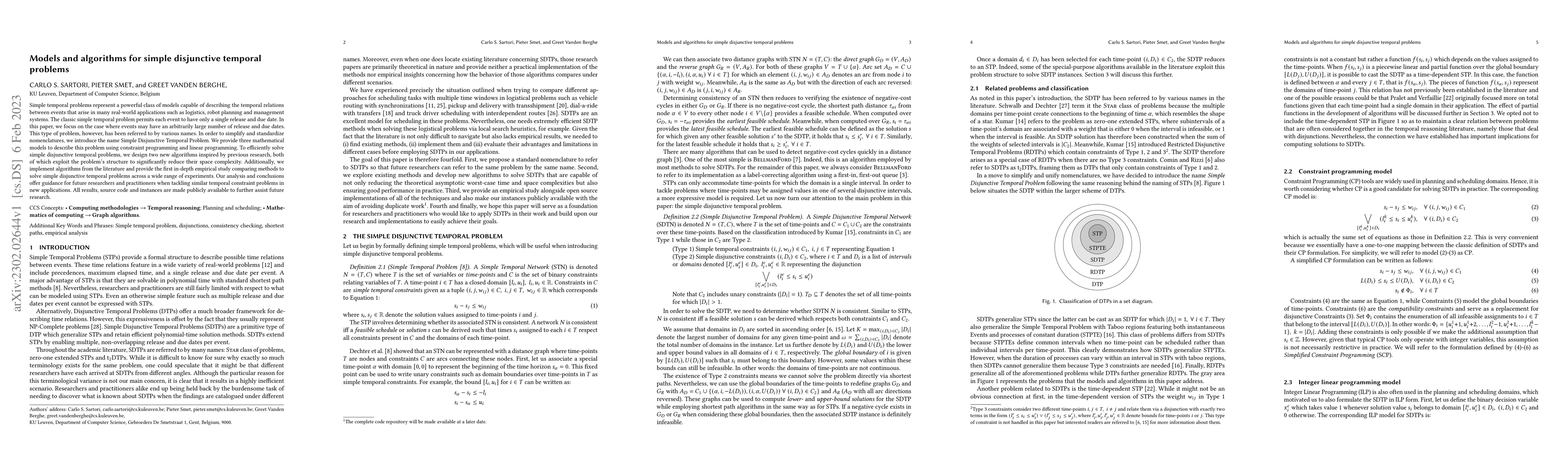 Thumbnail for Models and algorithms for simple disjunctive temporal problems