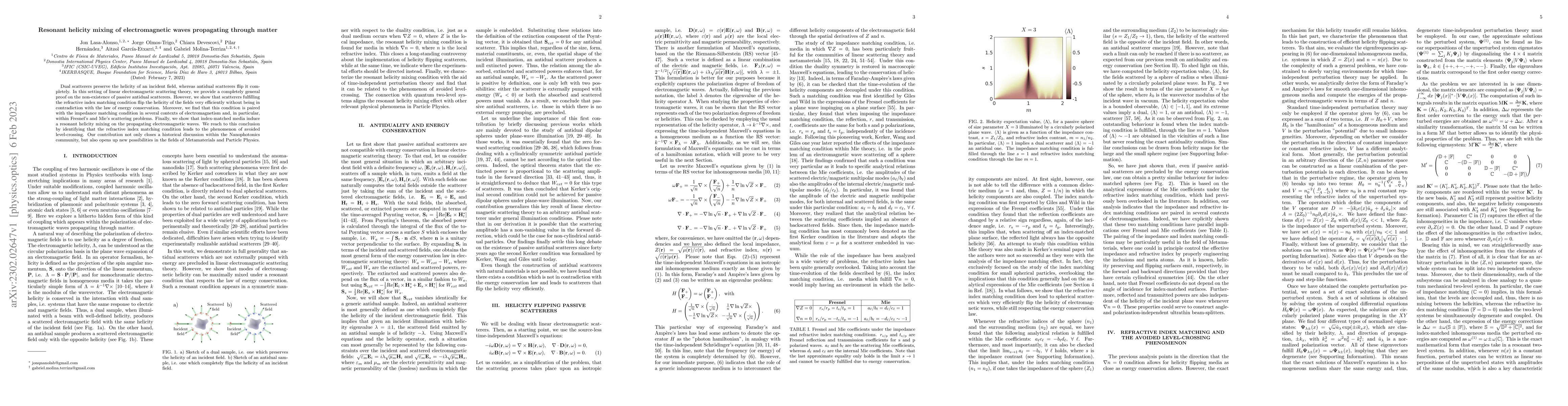 Thumbnail for Resonant helicity mixing of electromagnetic waves propagating through
  matter