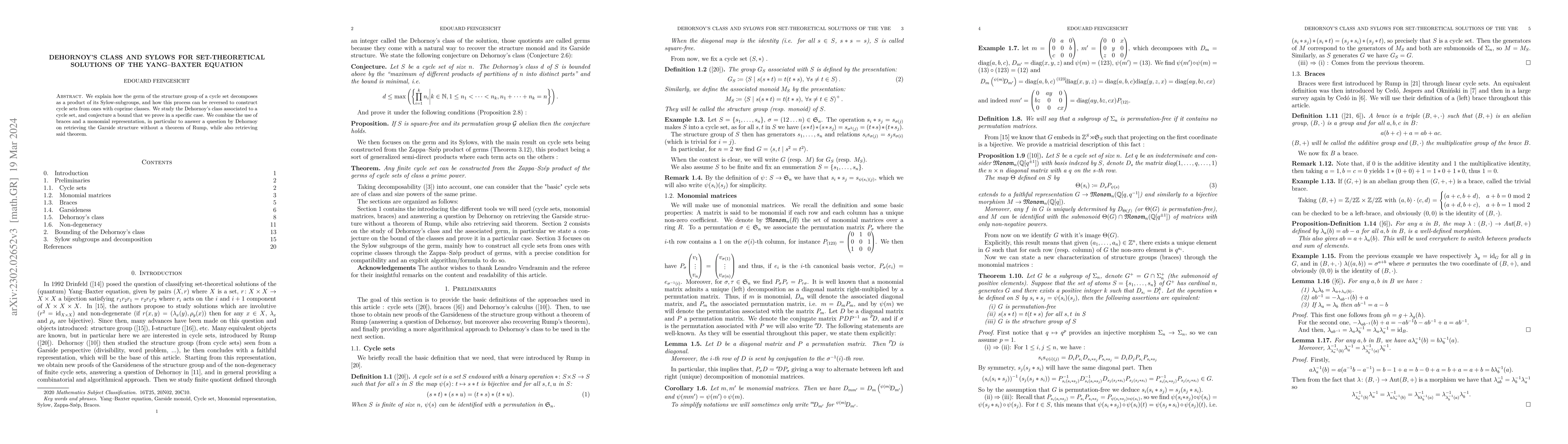 Thumbnail for Dehornoy's class and Sylows for set-theoretical solutions of the
  Yang-Baxter equation