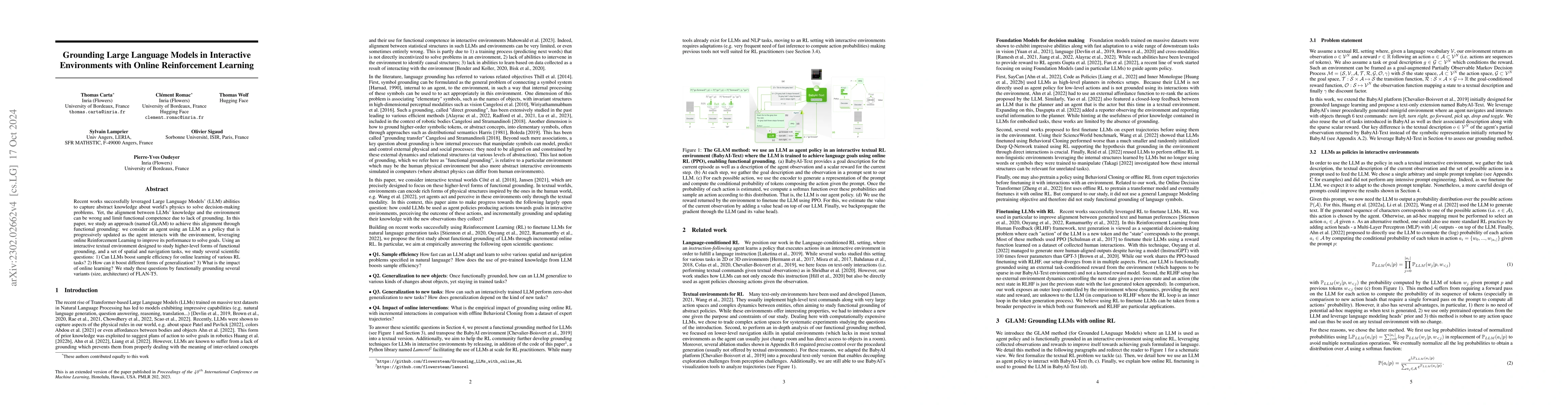 Thumbnail for Grounding Large Language Models in Interactive Environments with Online
  Reinforcement Learning