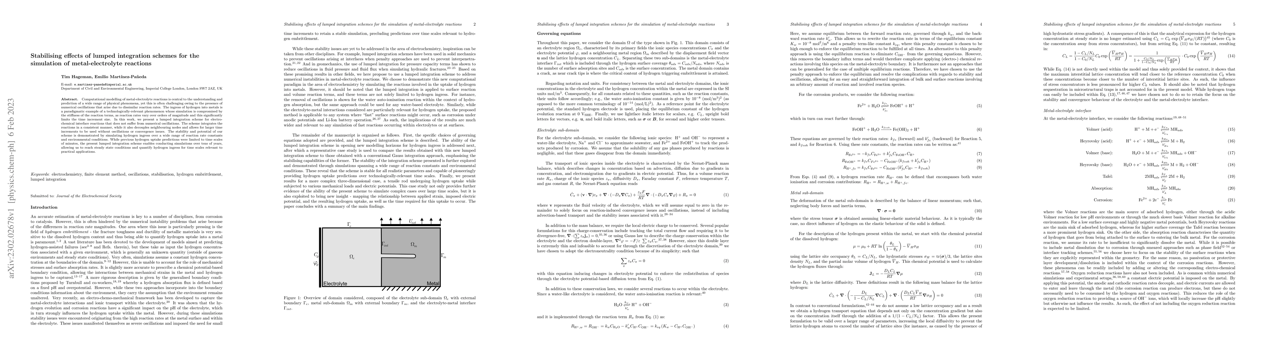Thumbnail for Stabilising effects of lumped integration schemes for the simulation of
  metal-electrolyte reactions