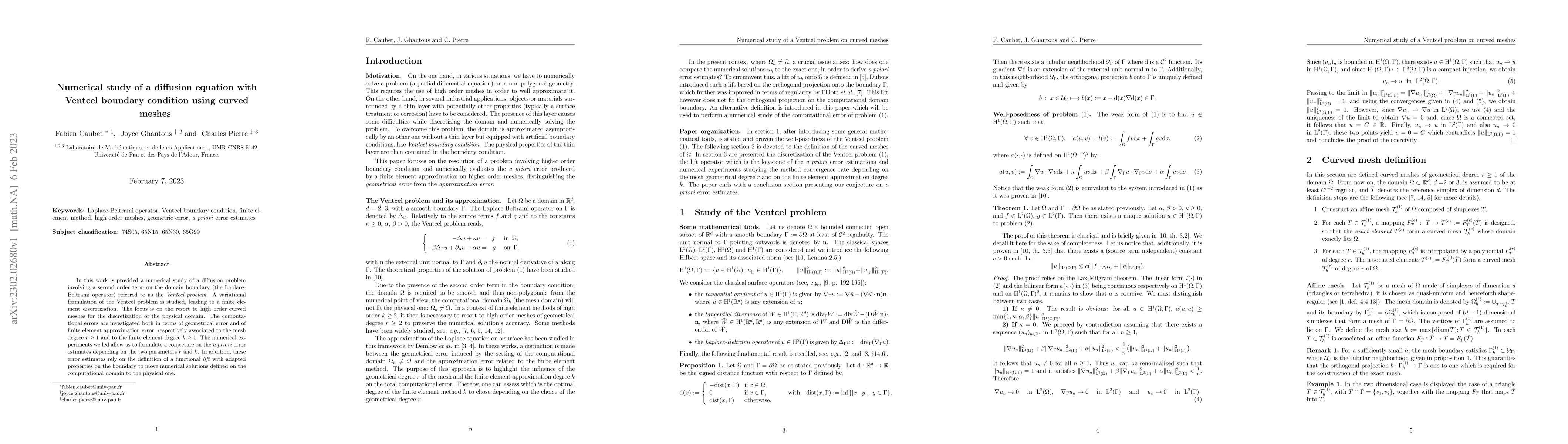 Thumbnail for Numerical study of a diffusion equation with Ventcel boundary condition
  using curved meshes
