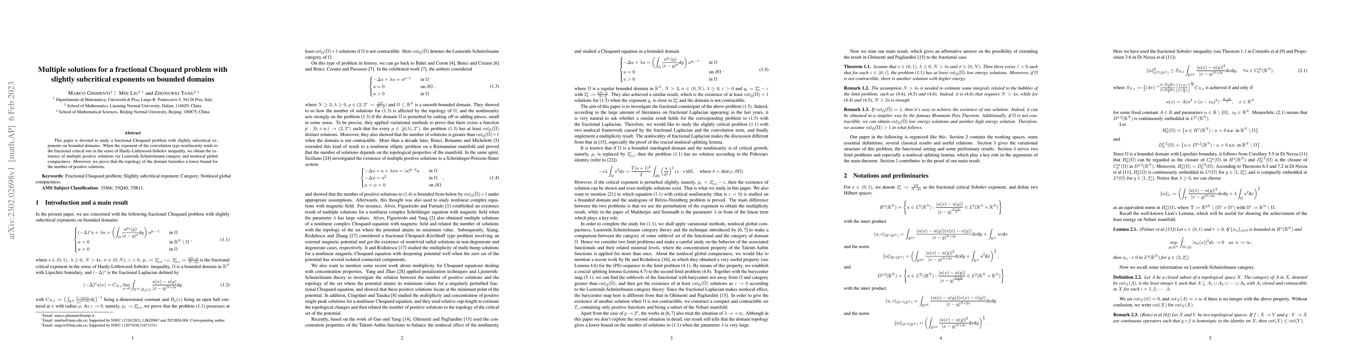 Thumbnail for Multiple solutions for a fractional Choquard problem with slightly
  subcritical exponents on bounded domains