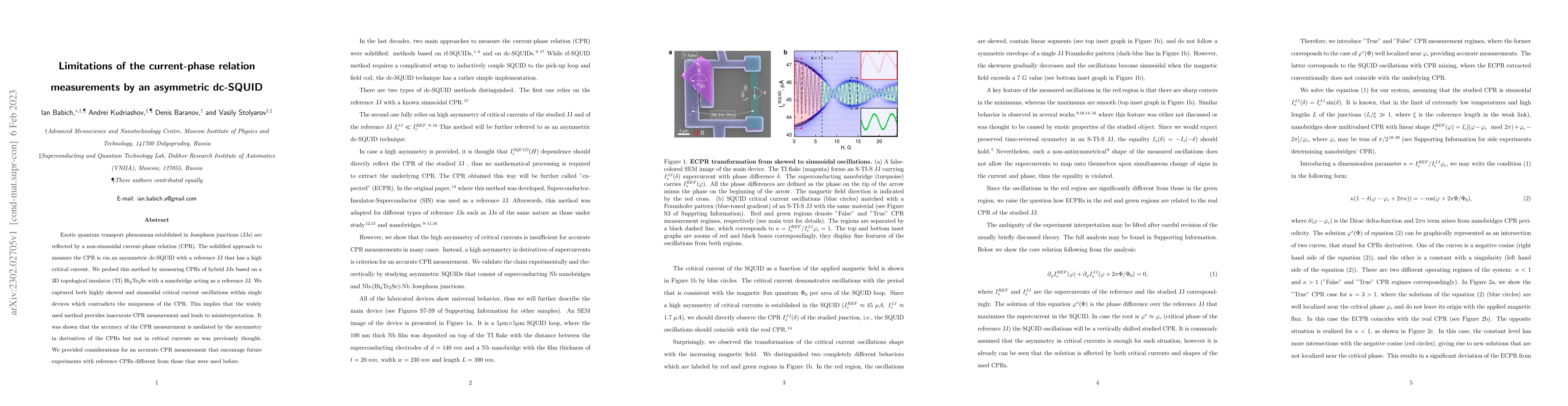 Thumbnail for Limitations of the current-phase relation measurements by an asymmetric
  dc-SQUID