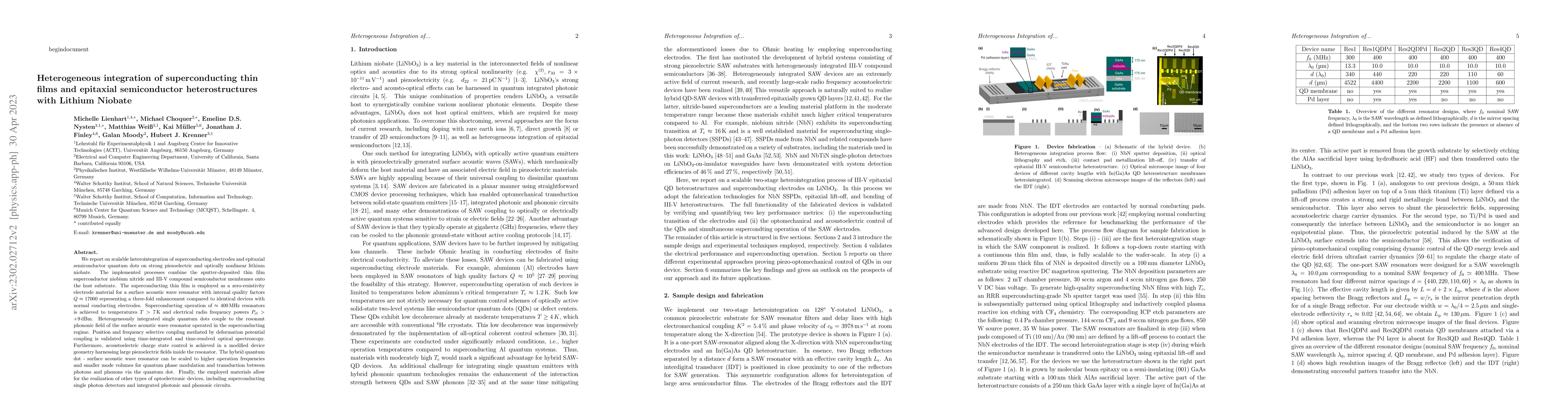 Thumbnail for Heterogeneous integration of superconducting thin films and epitaxial
  semiconductor heterostructures with Lithium Niobate