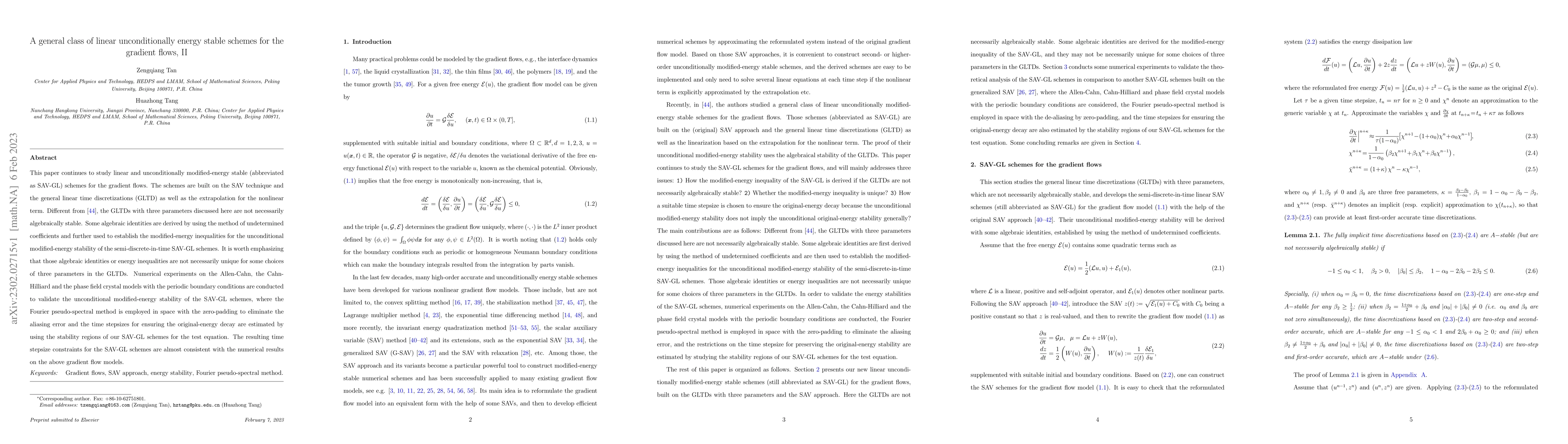 Thumbnail for A general class of linear unconditionally energy stable schemes for the
  gradient flows, II