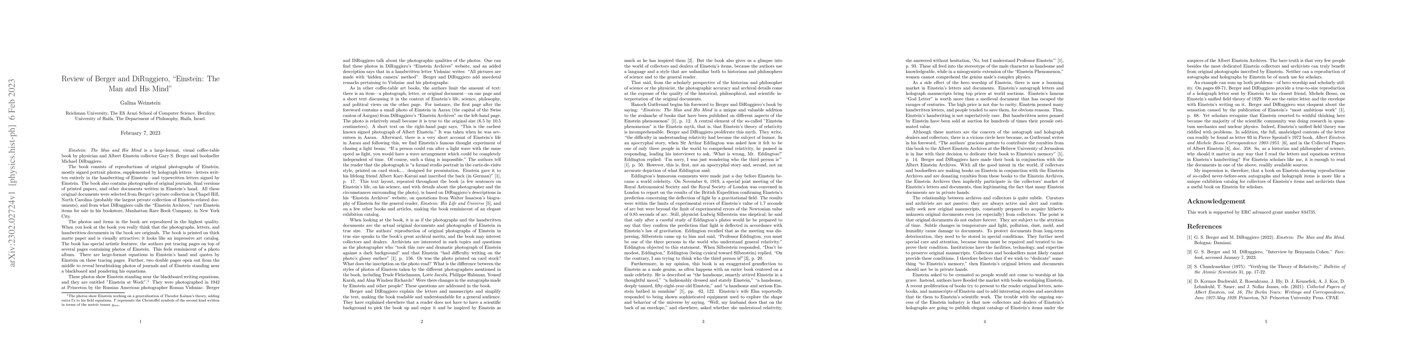 Thumbnail for Review of Berger and DiRuggiero, "Einstein: The Man and His Mind"