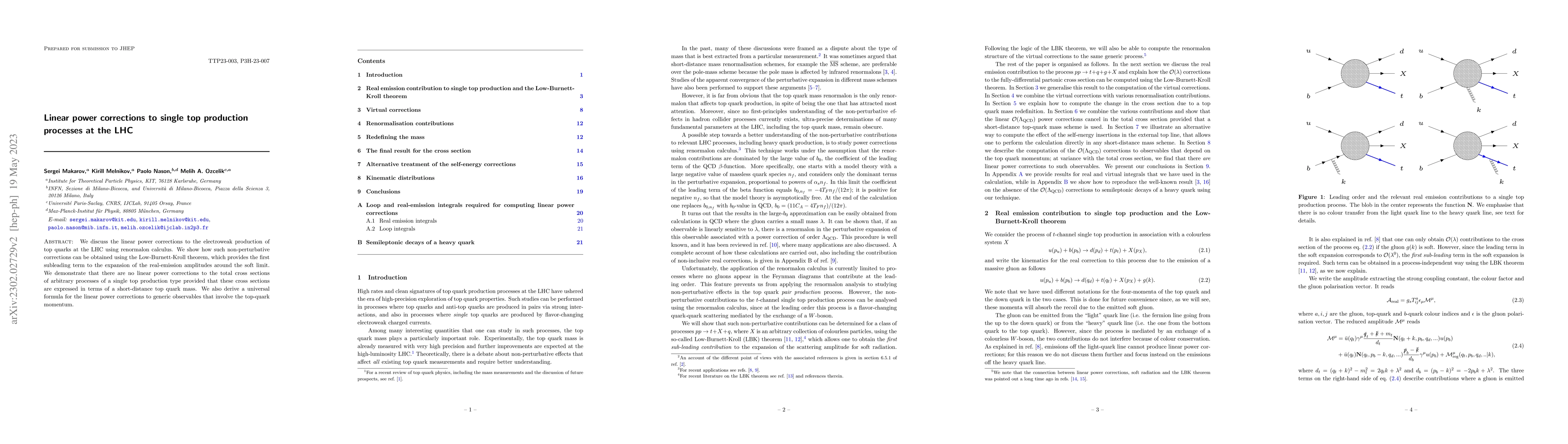 Thumbnail for Linear power corrections to single top production processes at the LHC