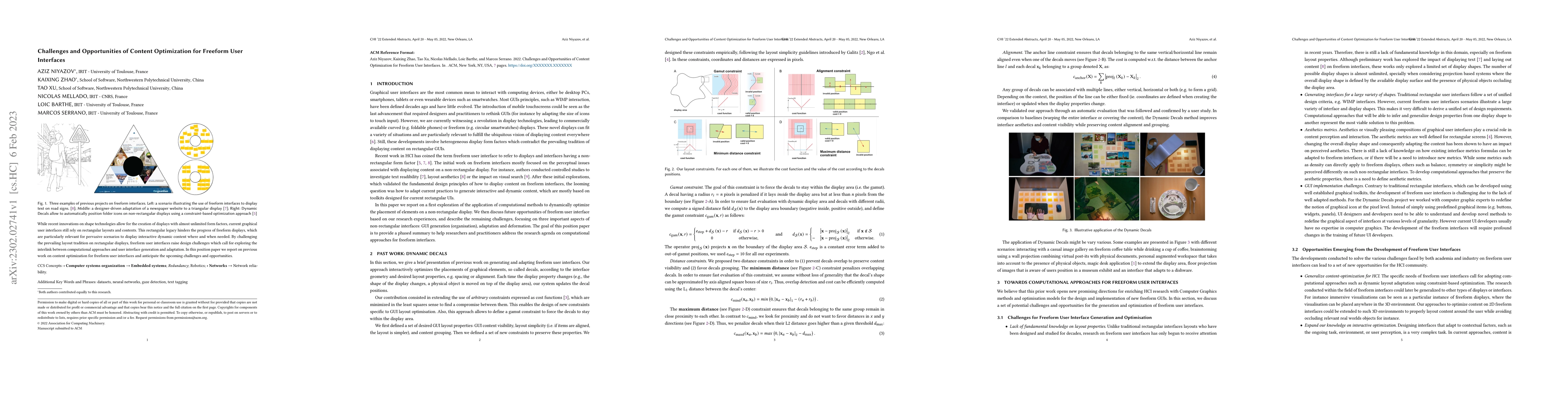 Thumbnail for Challenges and Opportunities of Content Optimization for Freeform User
  Interfaces