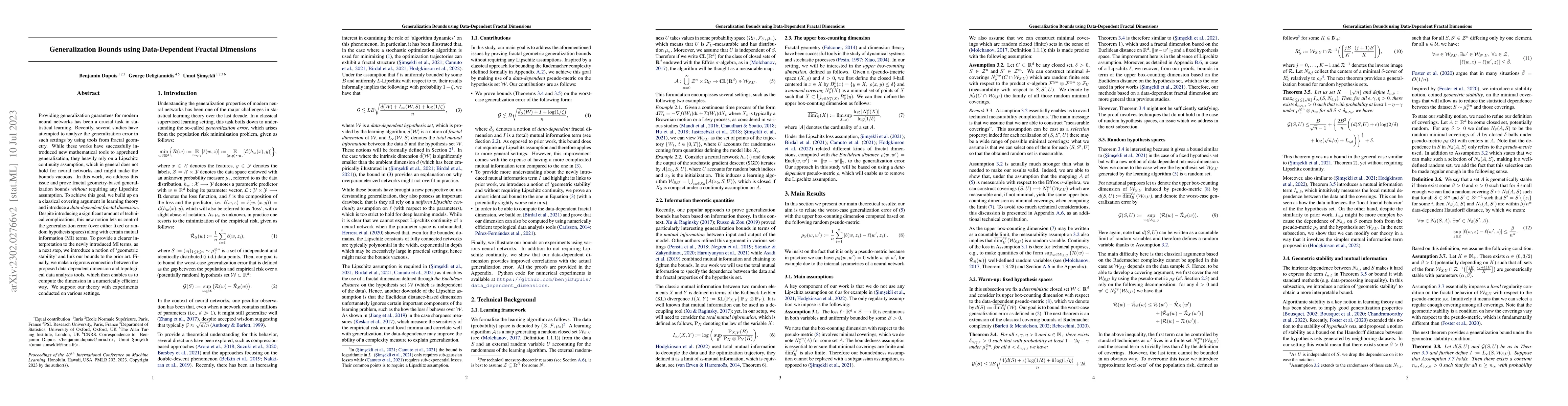 Thumbnail for Generalization Bounds with Data-dependent Fractal Dimensions