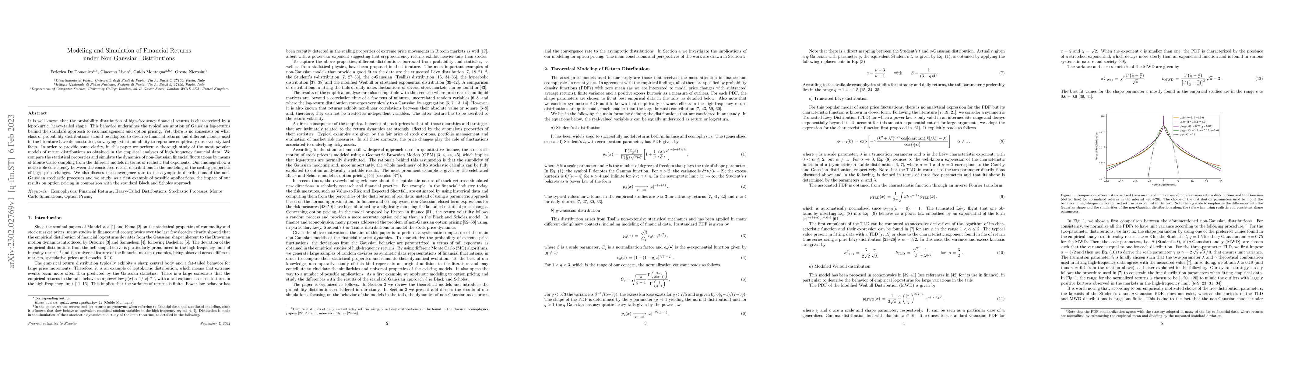 Thumbnail for Modeling and Simulation of Financial Returns under Non-Gaussian
  Distributions