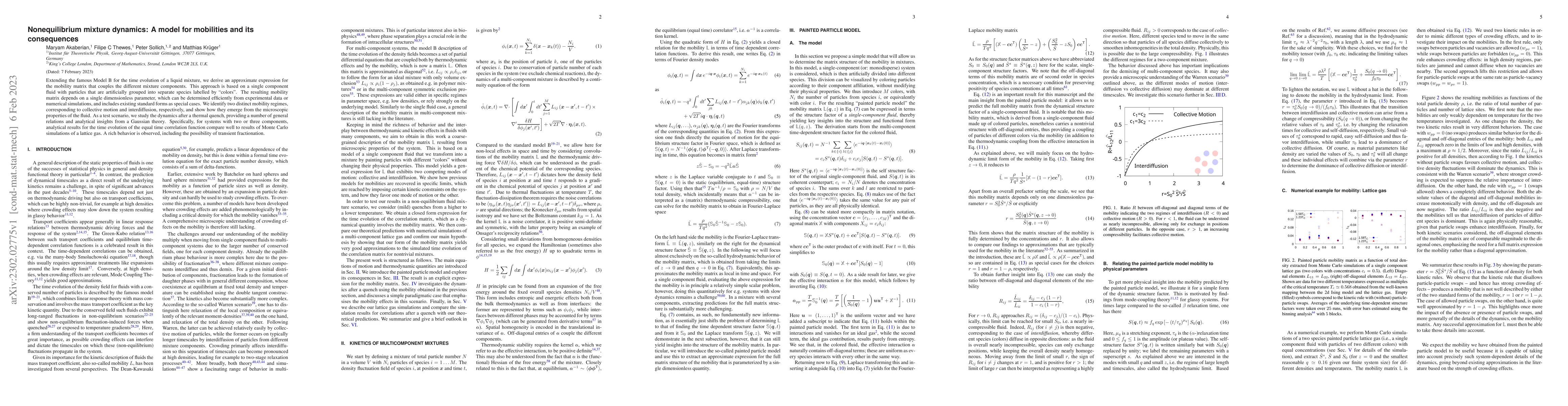 Thumbnail for Nonequilibrium mixture dynamics: A model for mobilities and its
  consequences