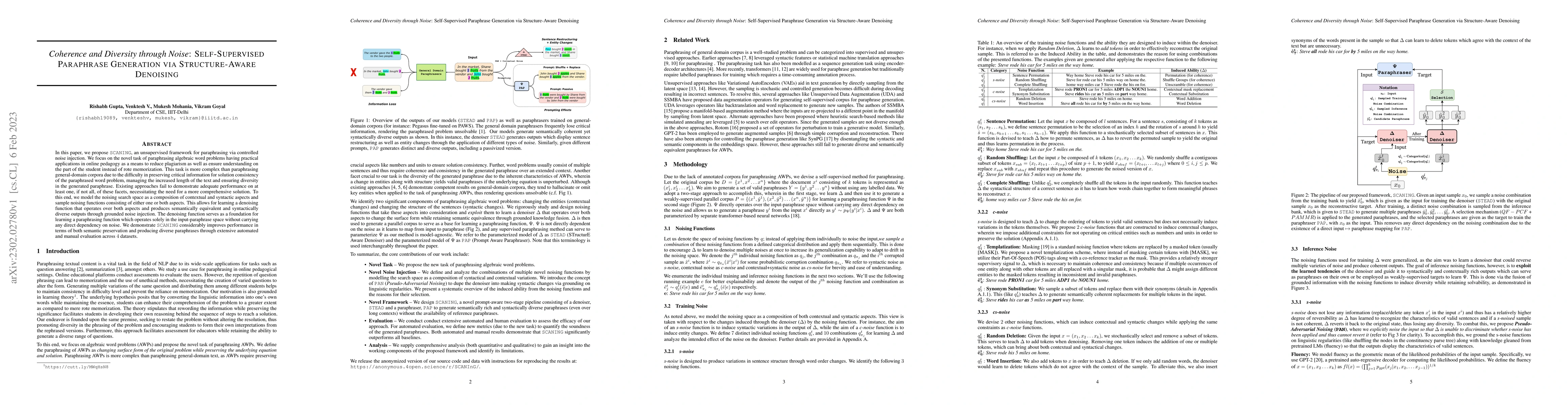 Thumbnail for Coherence and Diversity through Noise: Self-Supervised Paraphrase
  Generation via Structure-Aware Denoising