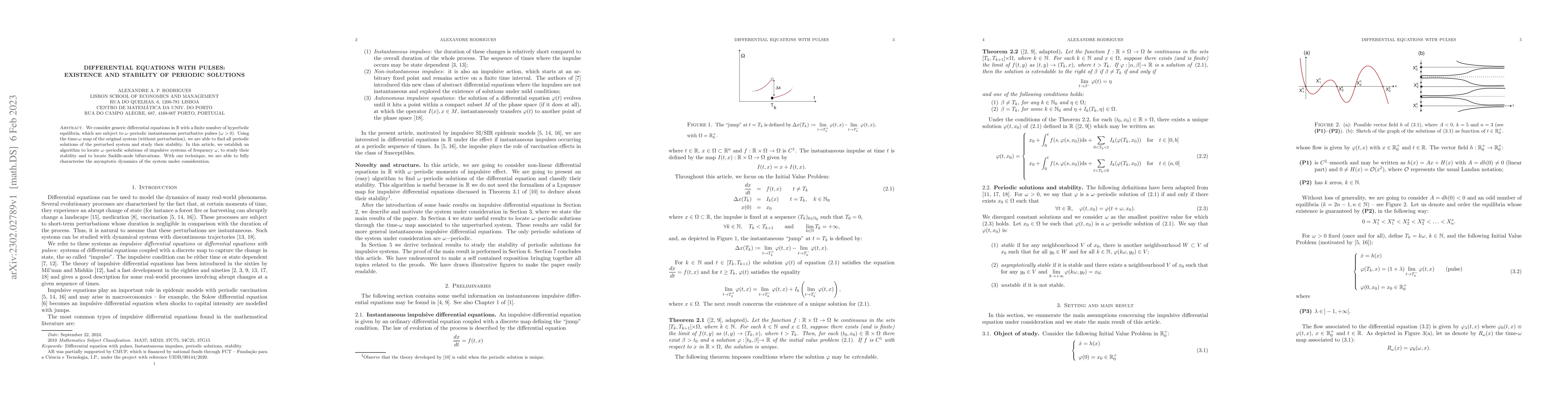 Thumbnail for Differential equations with pulses: existence and stability of periodic
  solutions