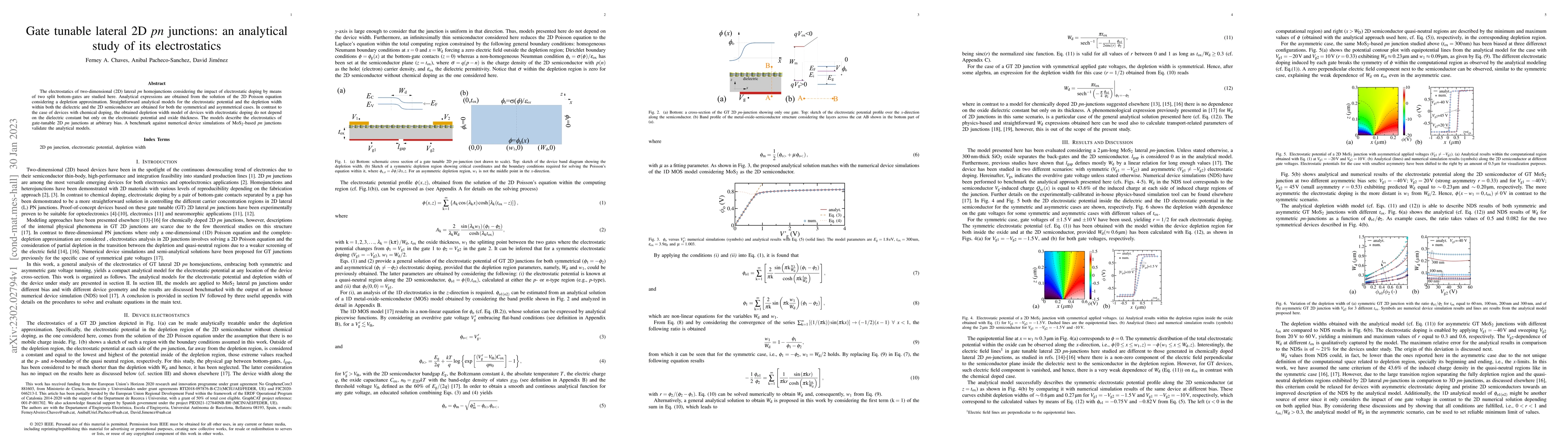 Thumbnail for Gate Tunable Lateral 2D pn Junctions: An Analytical Study of Its
  Electrostatics