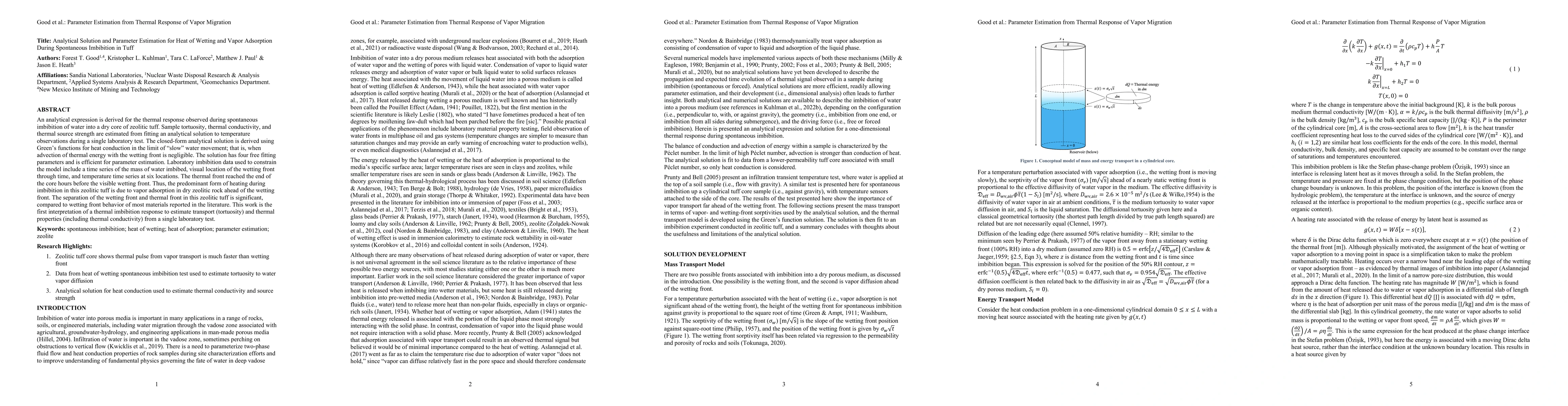 Thumbnail for Analytical Solution and Parameter Estimation for Heat of Wetting and
  Vapor Adsorption During Spontaneous Imbibition in Tuff