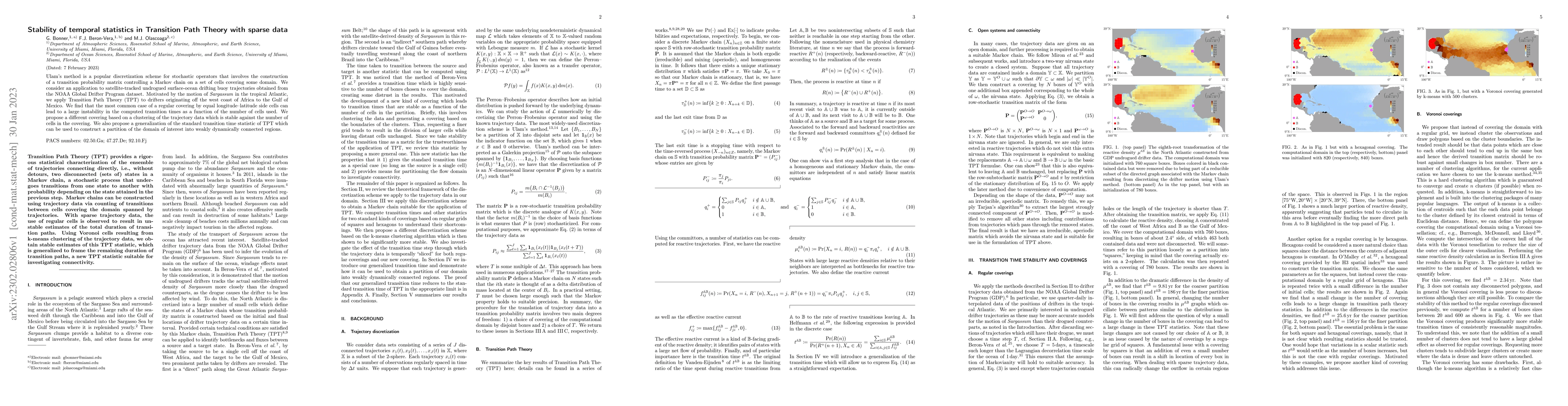 Thumbnail for Stability of temporal statistics in Transition Path Theory with sparse
  data