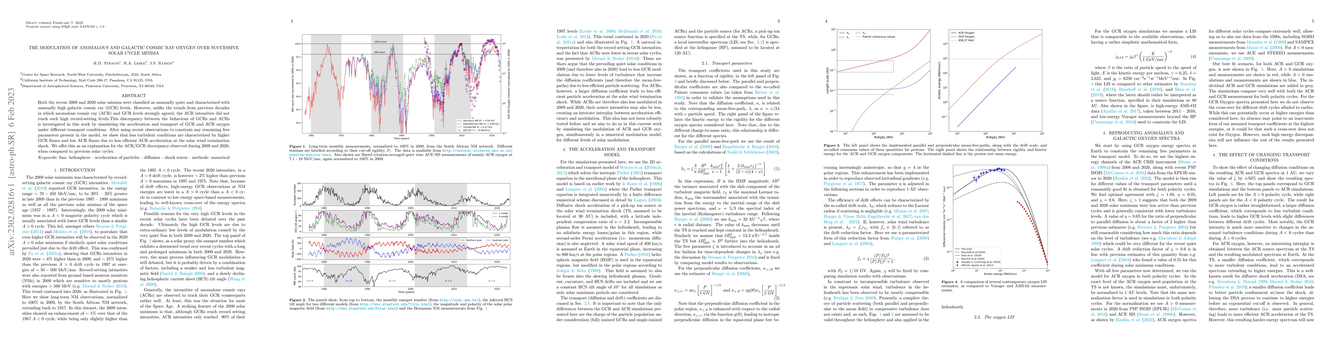 Thumbnail for The modulation of anomalous and galactic cosmic ray oxygen over
  successive solar cycle minima