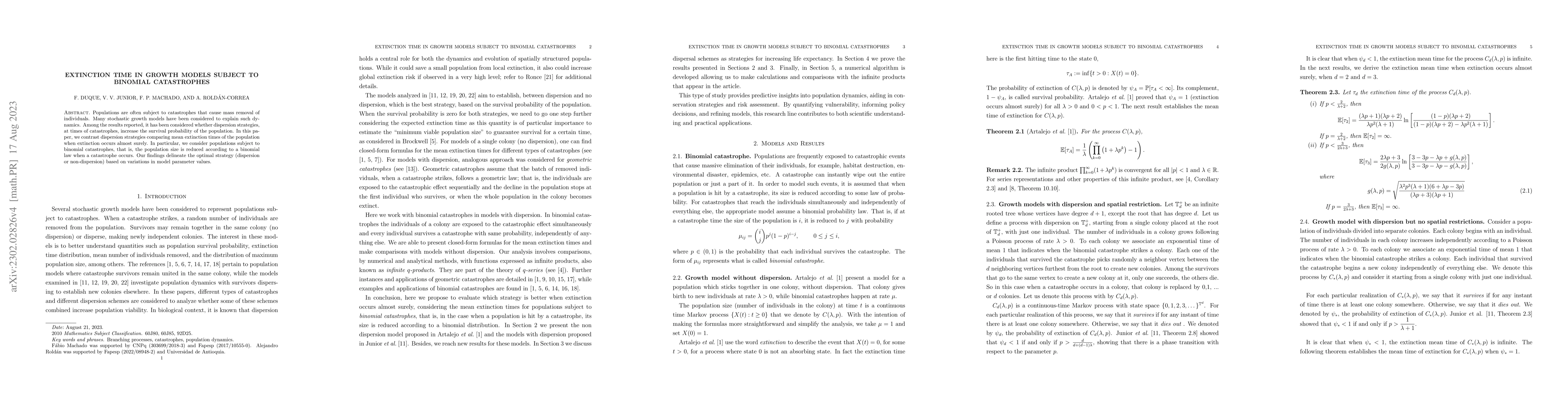 Thumbnail for Extinction time in growth models subject to binomial catastrophes