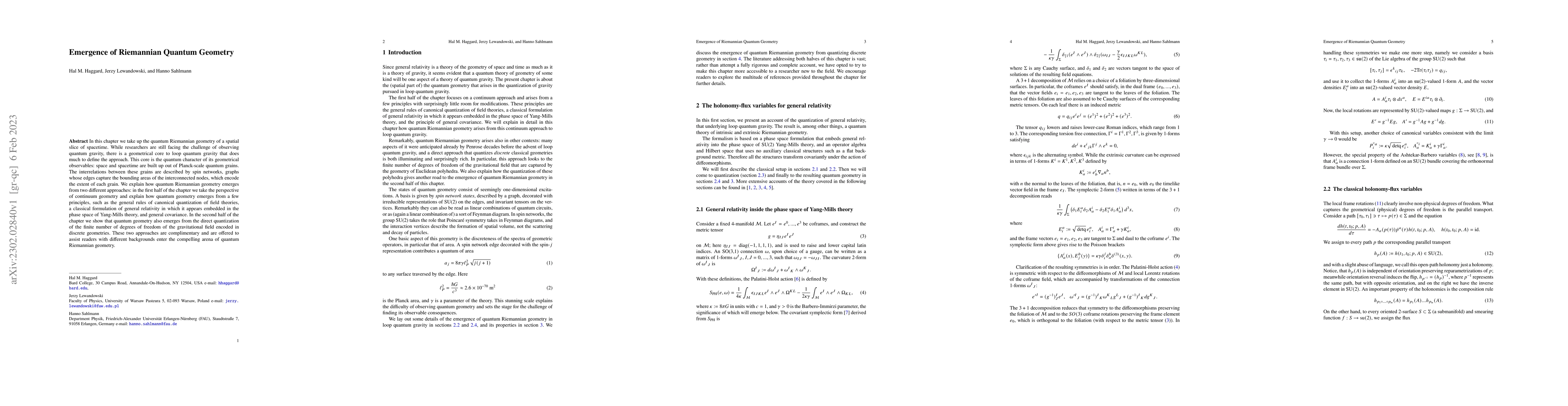 Thumbnail for Emergence of Riemannian Quantum Geometry