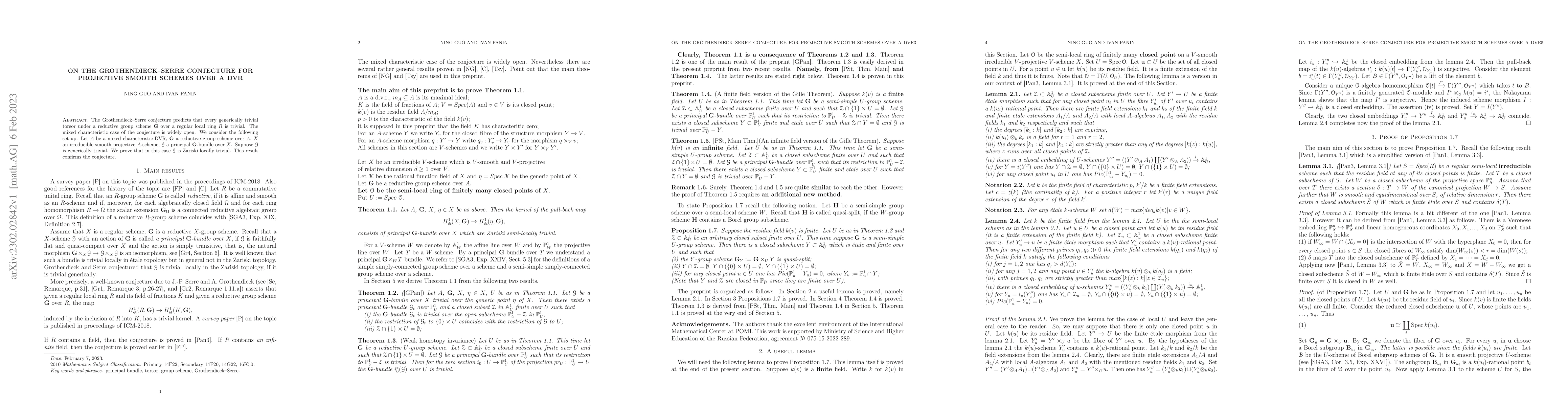 Thumbnail for On the Grothendieck--Serre conjecture for projective smooth schemes over
  a DVR