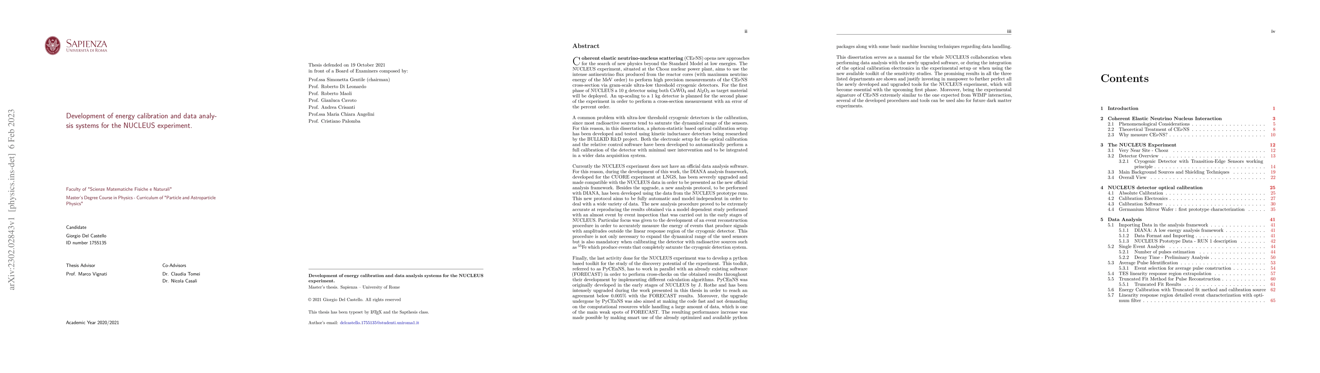 Thumbnail for Development of energy calibration and data analysis systems for the
  NUCLEUS experiment