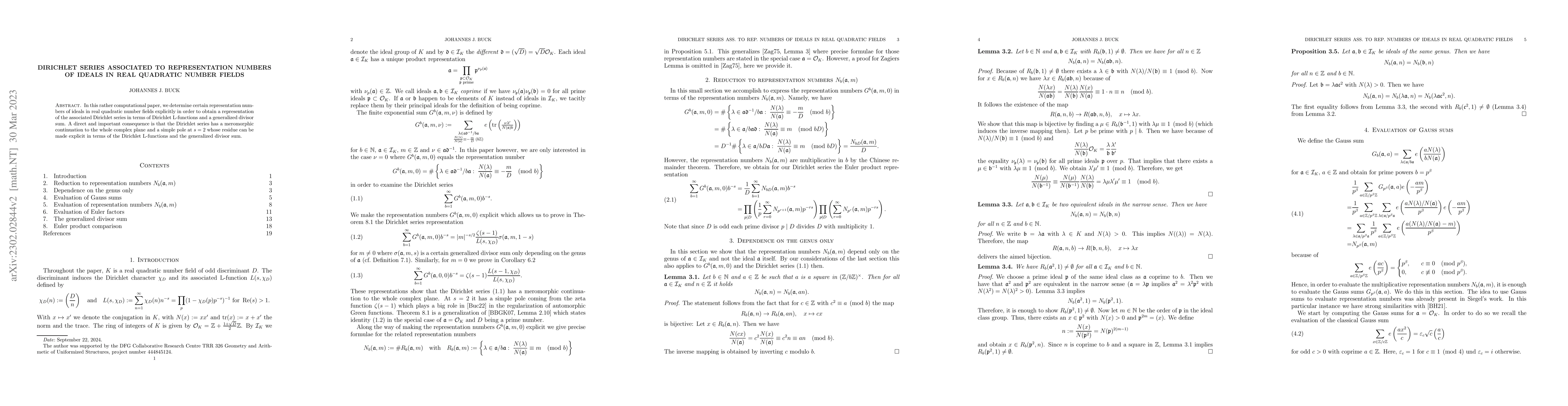 Thumbnail for Dirichlet series associated to representation numbers of ideals in real
  quadratic number fields