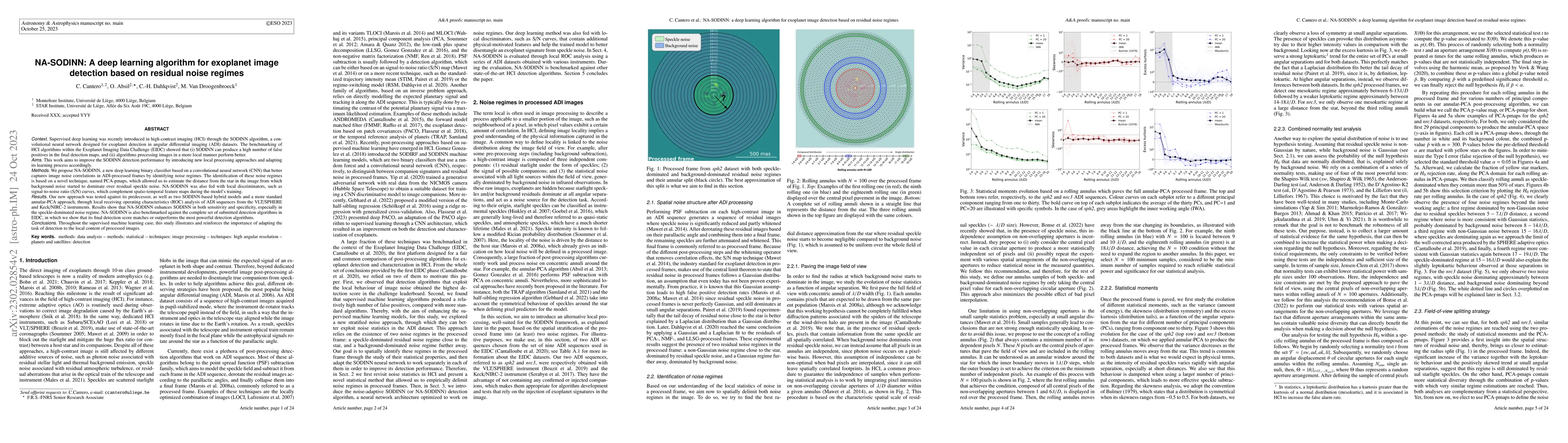 Thumbnail for NA-SODINN: a deep learning algorithm for exoplanet image detection based
  on residual noise regimes
