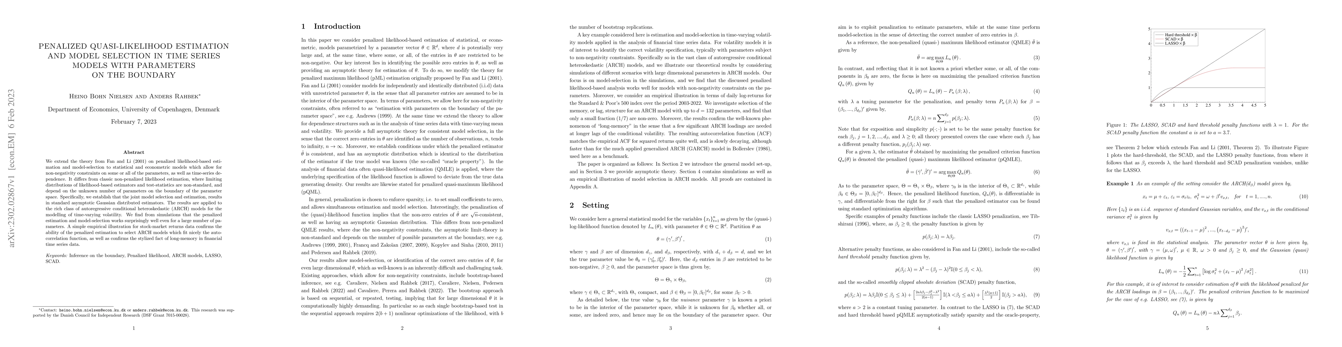 Thumbnail for Penalized Quasi-likelihood Estimation and Model Selection in Time Series
  Models with Parameters on the Boundary
