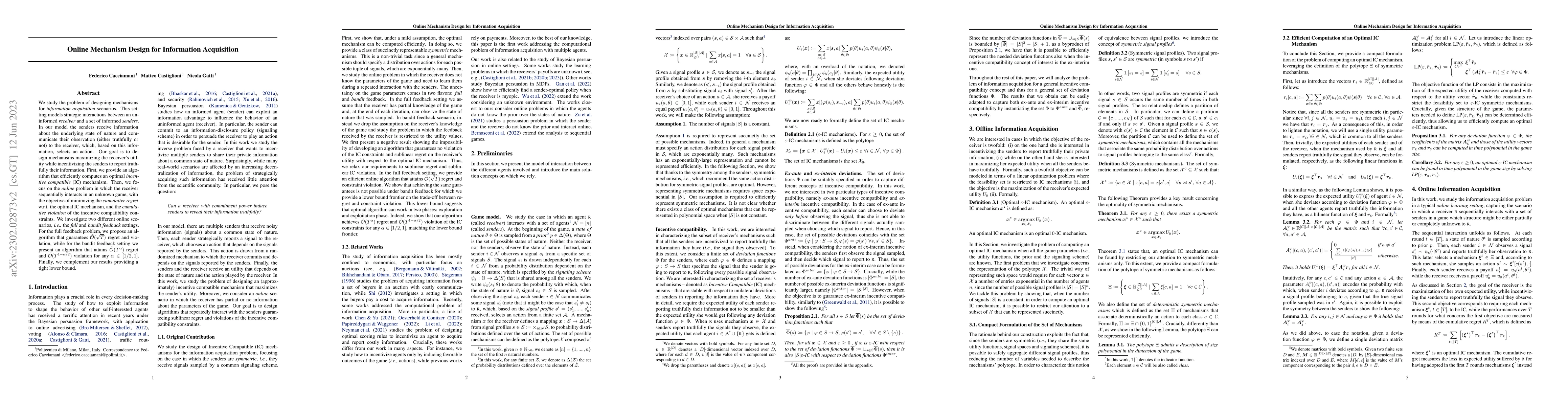 Thumbnail for Online Mechanism Design for Information Acquisition