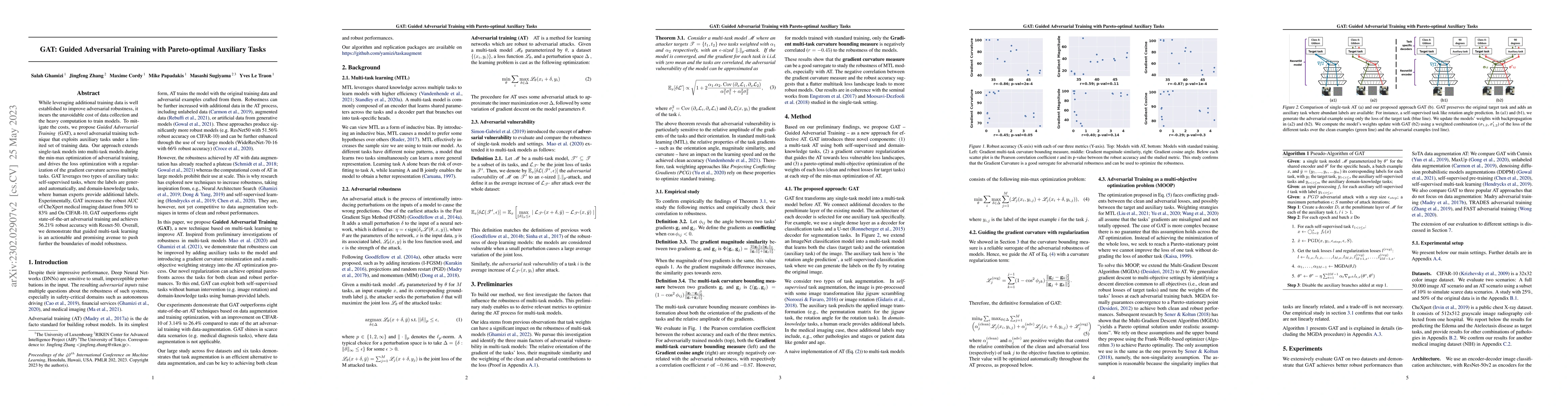 Thumbnail for GAT: Guided Adversarial Training with Pareto-optimal Auxiliary Tasks